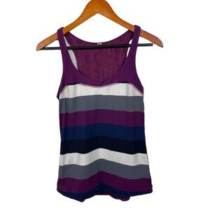 ❗️Lululemon Racerback Tank Top Stripe Purple Size 8 Yoga Athletic